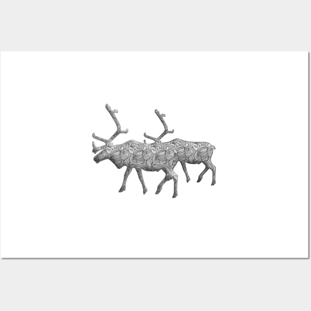 Silver Reindeer Wall Art by MikaelJenei
